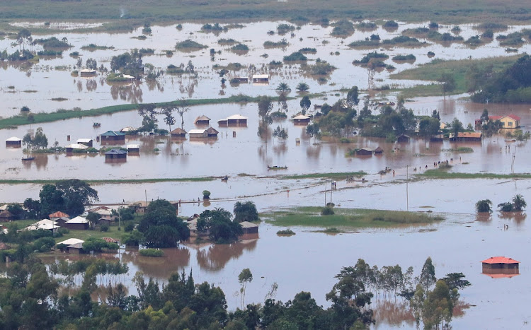 Flooded homes after the River Nzoia burst its banks due to heavy rainfall and the backflow from Lake Victoria.