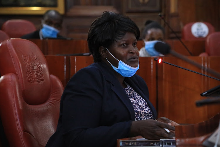 Former Health PS Khadija Kassachoon before the Senate ad hoc committee investigating the Medical Equipment leasing project yesterday.