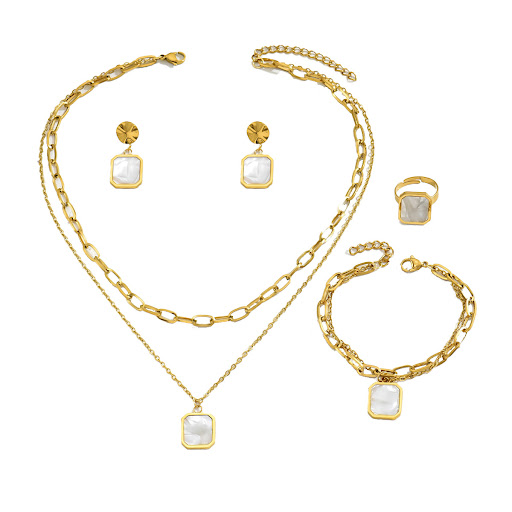 Title 5, Shell Jewelry Set Bracelet Necklace Earrings. E...