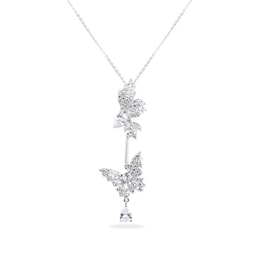 Title 5, Butterfly Set Chain High-end Zircon Earrings Ne...