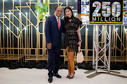 Businessman Vivian Reddy and his wife, Sorisha Naidoo, at a gala dinner to celebrate the Sibaya Community Trust's R250-million spend on philanthropic responsibility.