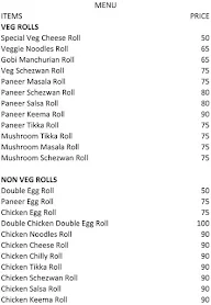 Kalinga Darbaar Rolls menu 1