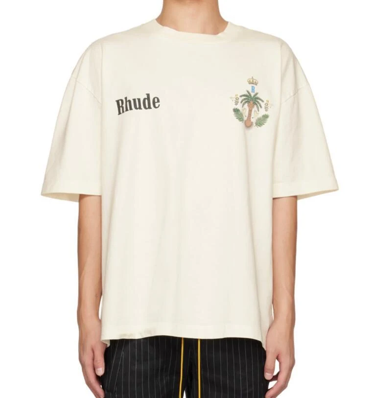 Mode Kroon Kokosboom Retro T-shirt Korte Mouw Losse Ronde Hals. Comfortabel en stijlvol voor een casual zomerse look.
