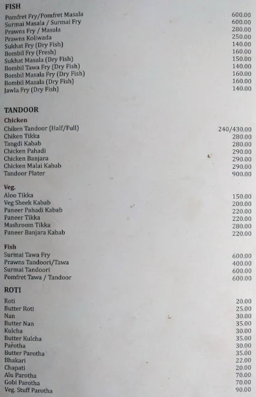 Tejas Dhaba menu 