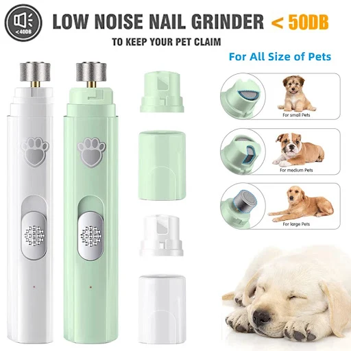 Electric Dog Nail Grinder with Polisher Wheel LED Light Pet Nail Clipper 500 MAh 2-Speed Pet Nail Trimmers for Pet Paws 
