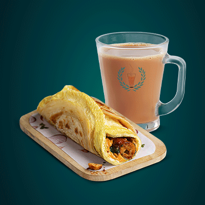 Kesar Elaichi Chai Uni-Flask With Anda Chicken Seekh Roll