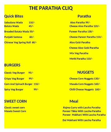 The Paratha Cliq menu 