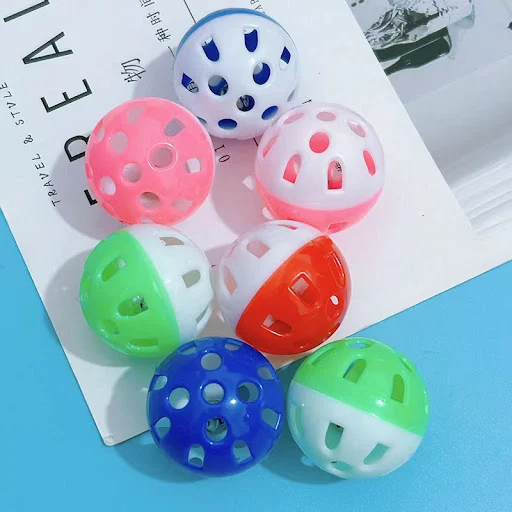 10pcs Pet Cat Toy Colorful Hollow Rolling Bell Ball Cat Toy Cat Chew Cage Fun Spherical Toys Pet Cat Supplies
