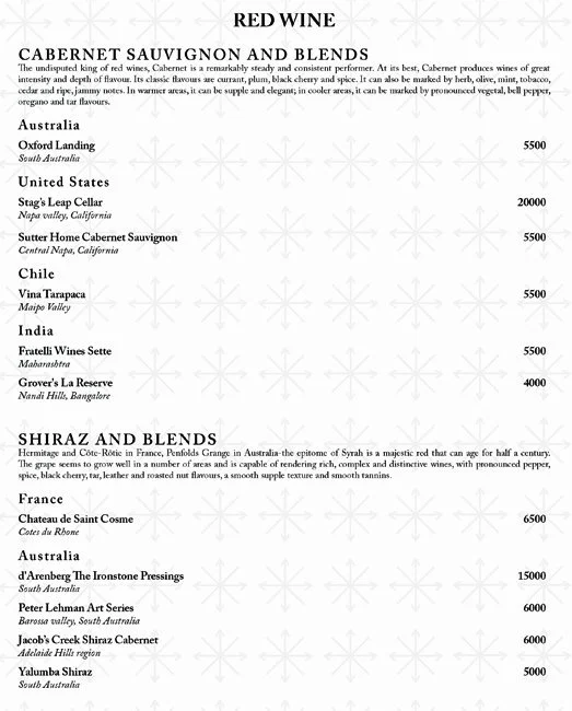 Soi & Sake - Taj Bangalore menu 