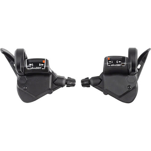 MicroShift TS38 Thumb-Tap Shifter Set - 6 Speed, Triple, Optical Gear Indicator, Shimano Compatible