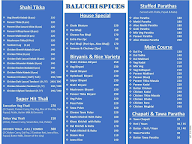 Baluchi Spices menu 1