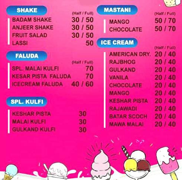 Mahaveer Ice Cream And Kulfi Falooda menu 
