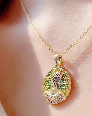 Conjunto de brincos e colar verdes - 3