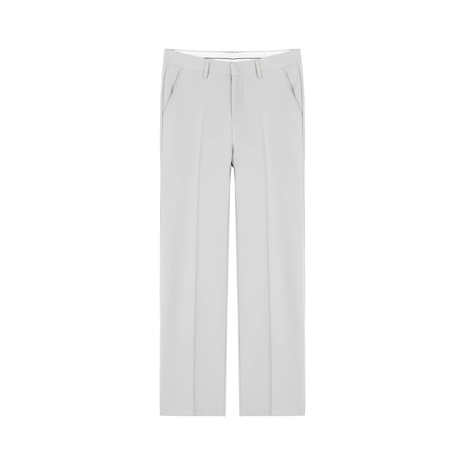 Calças de terno masculinas, soltas e retas, seda gelo fina de verão, estilo drapeado, frescas e ideais para o calor.