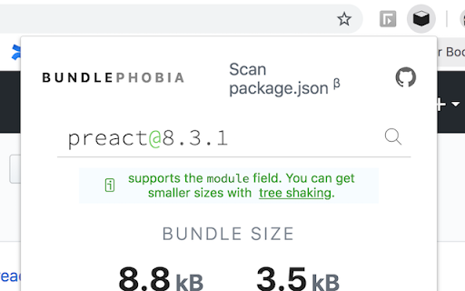 Bundlephobia Web Extension