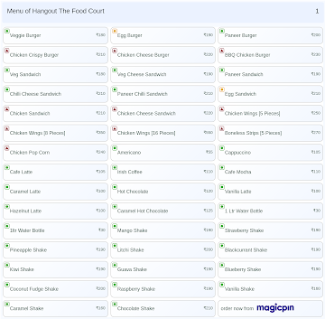 Hangout The Food Court menu 