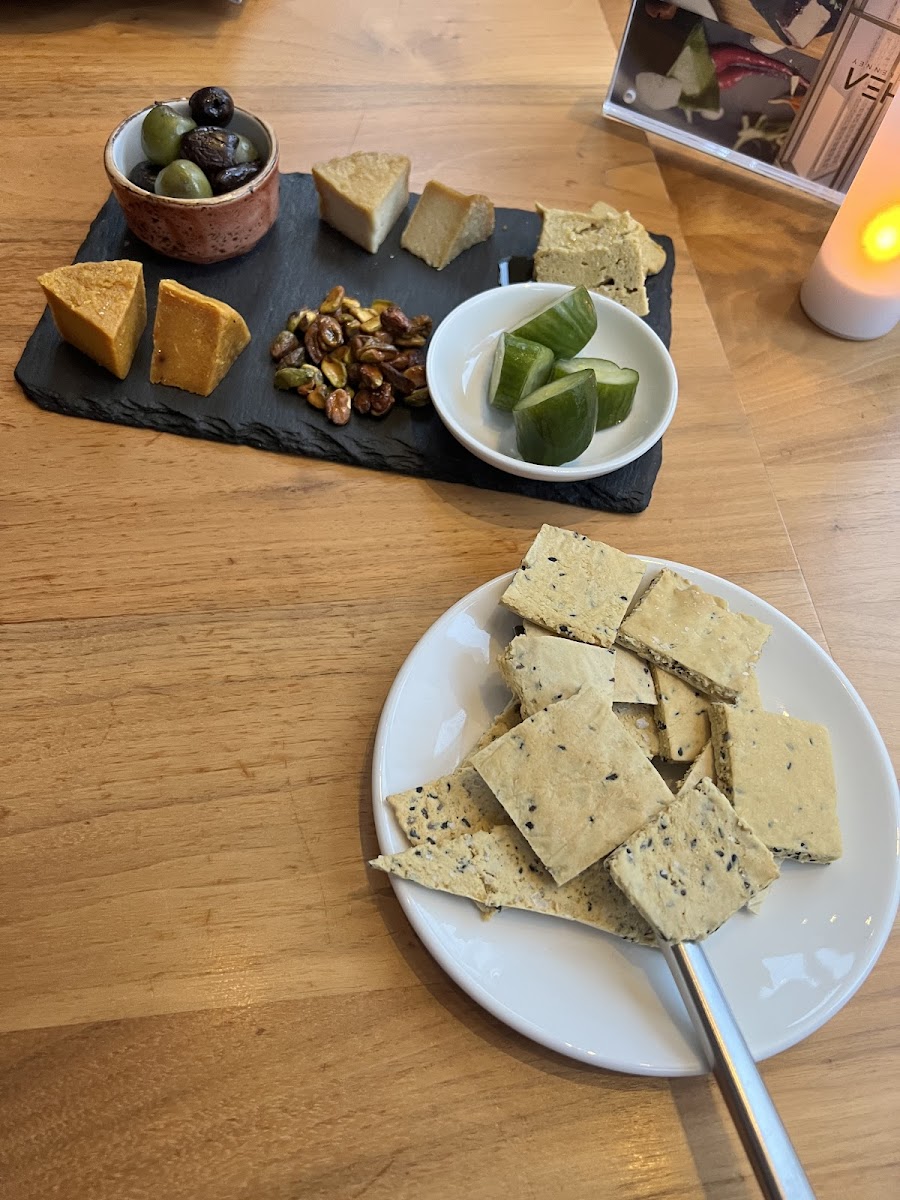 Cheese board with gluten free crackers