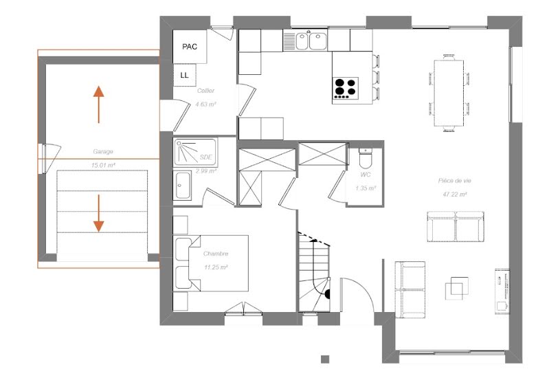  Vente Terrain + Maison - Terrain : 1 013m² - Maison : 110m² à Fondettes (37230) 