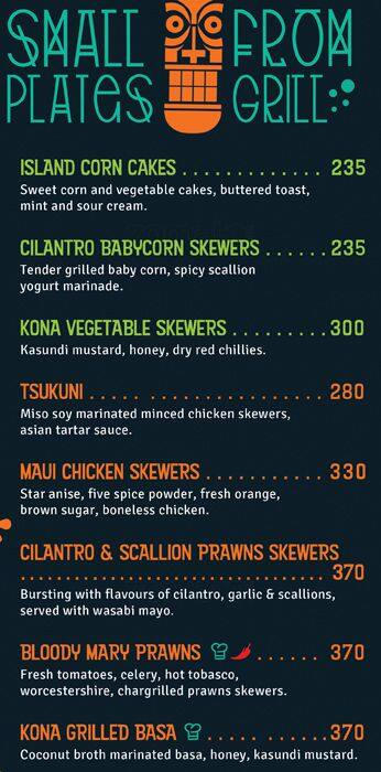 The Big Kahuna menu 