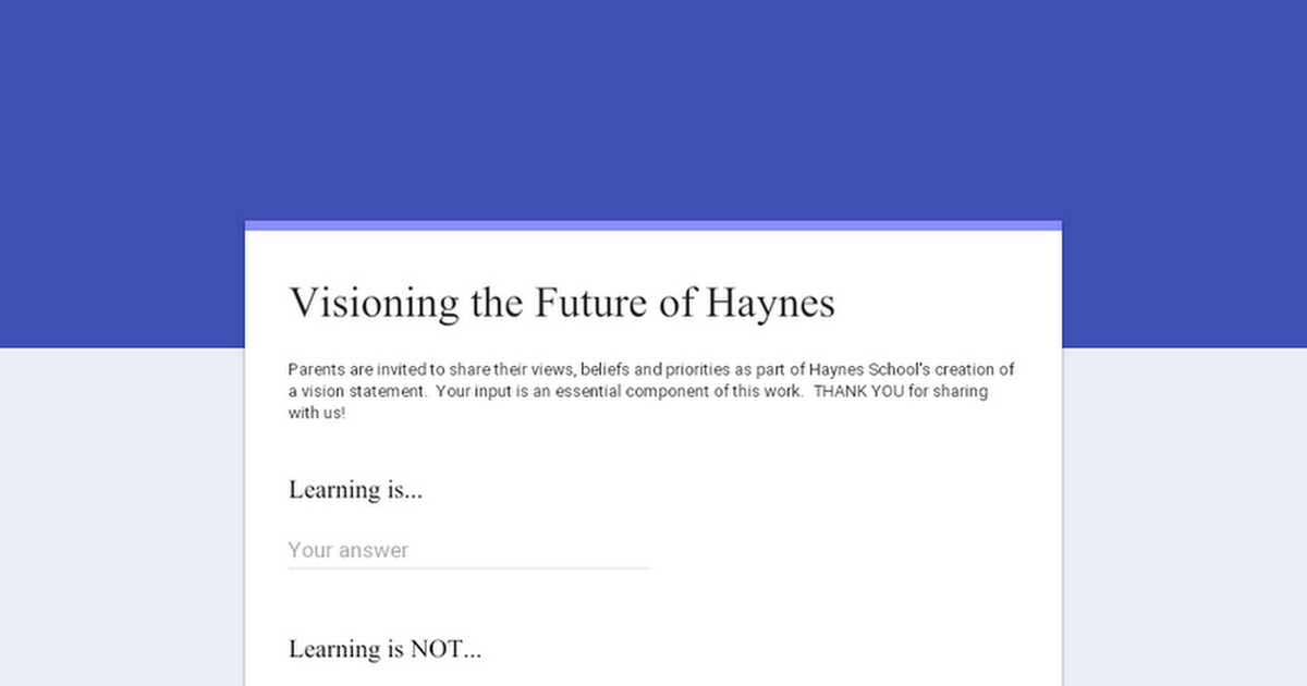 Visioning the Future of Haynes