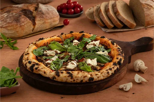 Sourdough Shiitake Mushroom With Goat Cheese Pizza