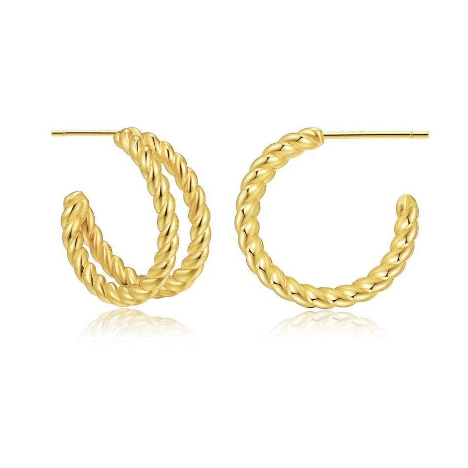 Boucles d'oreilles torsadées en forme de C, style Europe et États-Unis, design de personnalité tendance, style Ins, pour un look doré et branché.