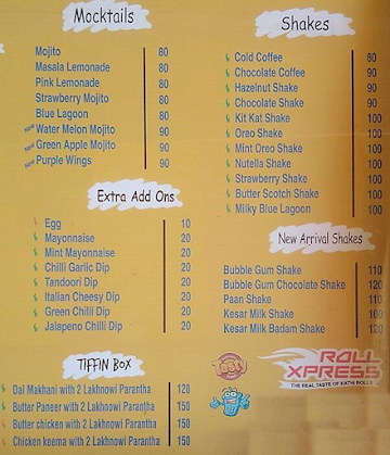 Roll Xpress menu 