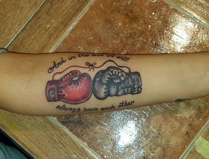 Red & Black Boxing Gloves Tattoos