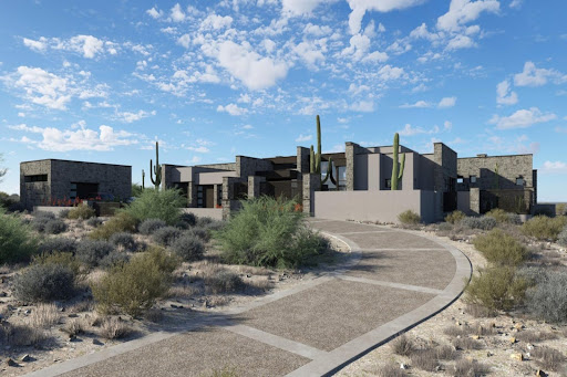 Modern villa with desert paved driveway - Luxury property for sale in Scottsdale, 4 bedrooms