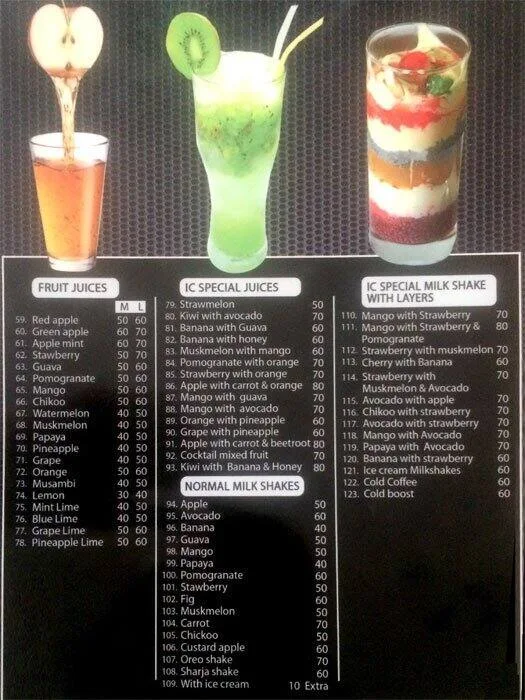 Ice Cubes menu 