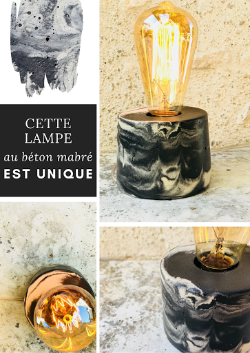 lampe béton marbré anthracite