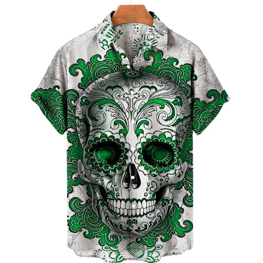 Title 24, Skull Shirt Mens Summer Casual Hawaiian Shirt ...
