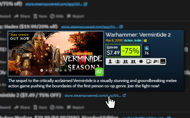 Steam Store Tooltip