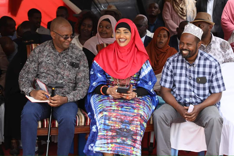 North-Horr MP Wario Adhe, Former Isiolo Women Representative Rehema Did Jaldesa and Former Isiolo North MP attended Mashujaa Day celebration held in Moyale constituency