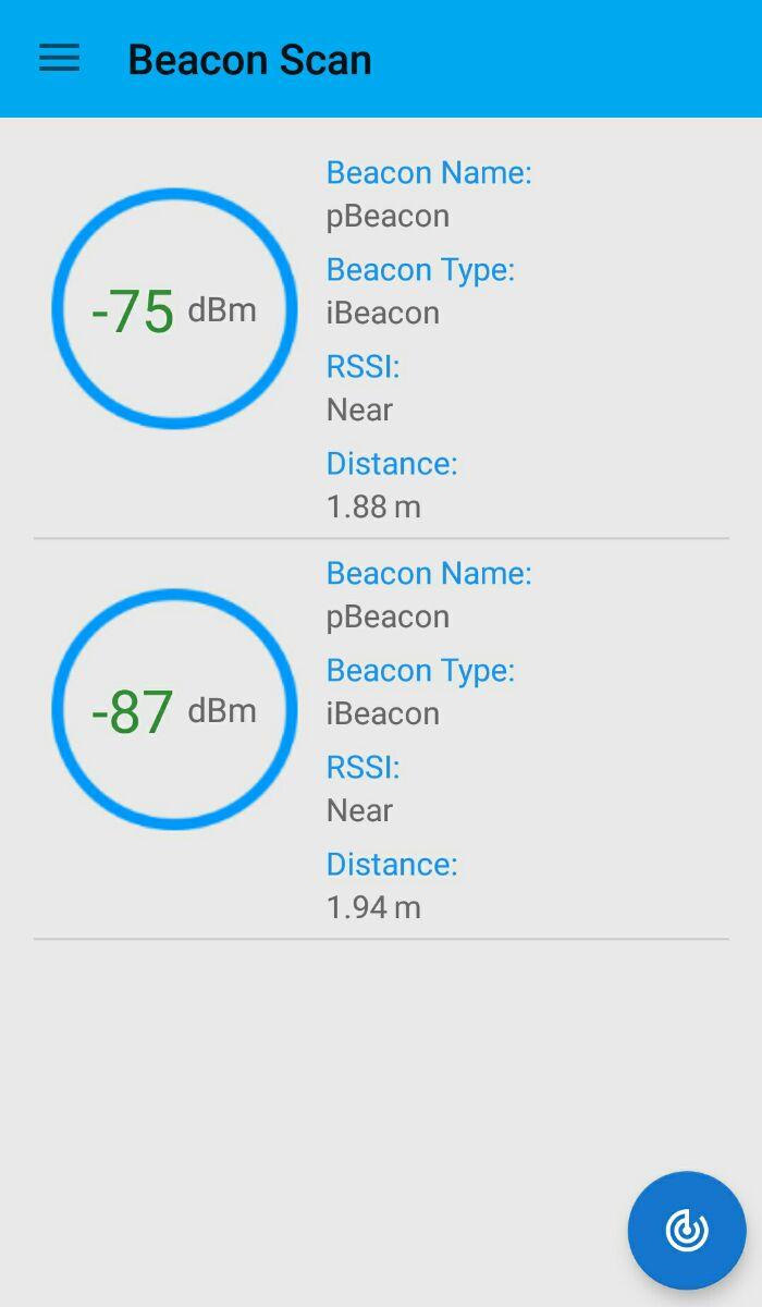 Beacon Scanner Screen 1