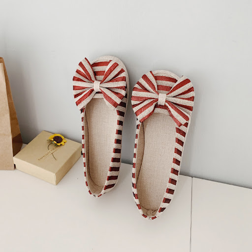 Title 3, Korean Version Linen Bow Flat Shoes for Women. ...