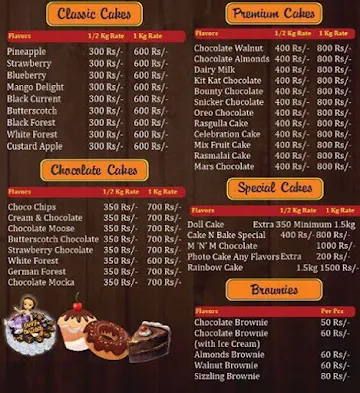 Cake N Bake menu 