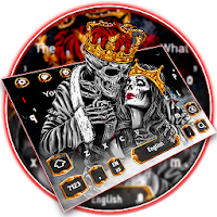 Gold skull King  Queen Keyboard Theme