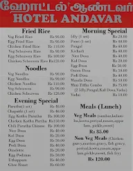 Hotel Andavar menu 1