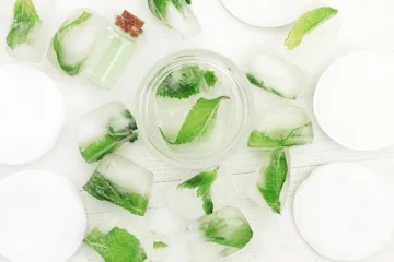 Aloe vera and basil ice cubes