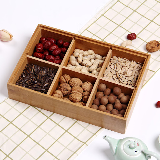 Title 4, Bamboo New Year Candy Box Multifunctional Chine...