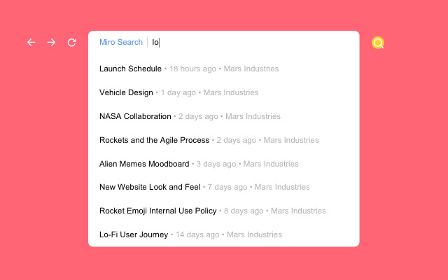 Miro Search chrome extension