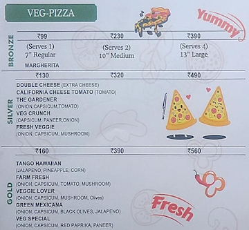 Pizza Freakerz menu 