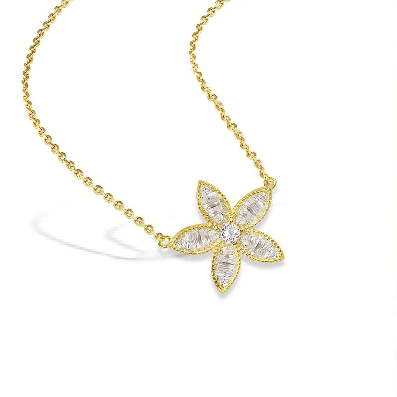 Title 4, S925 Sterling Zilveren Ketting met Bloemhanger ...