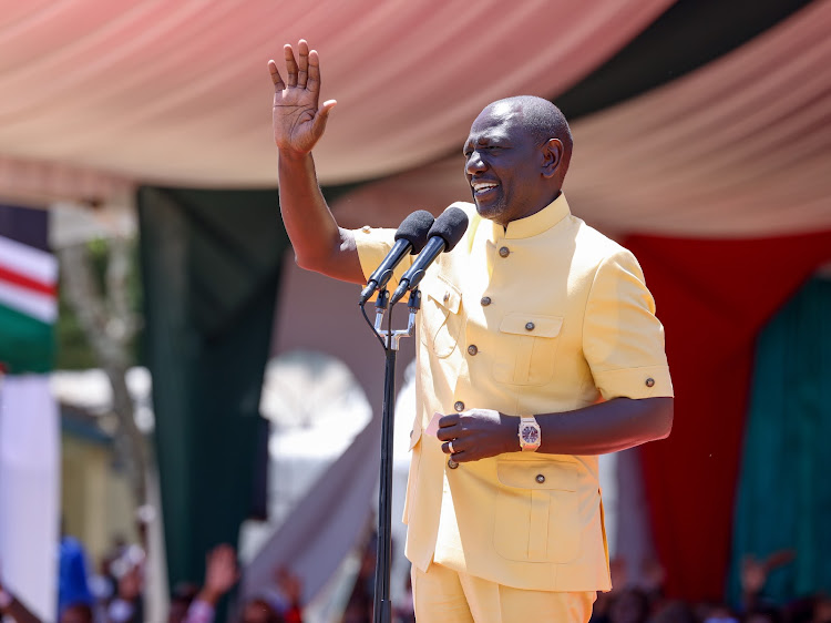 President William Ruto addressing the congregation during an Interdenominational church service at Approved School Grounds, Kakamega on February 4, 2024