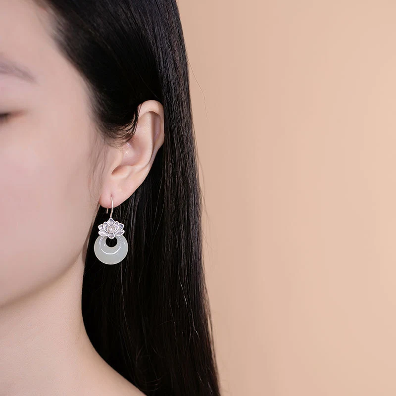 Title 3, Boucles doreilles en argent femme jade Hetian ...