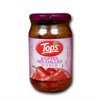 Tops Gold Stuffed Red Chilli Pickle 375 Gm - 400 gm