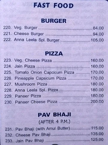 Shobha menu 