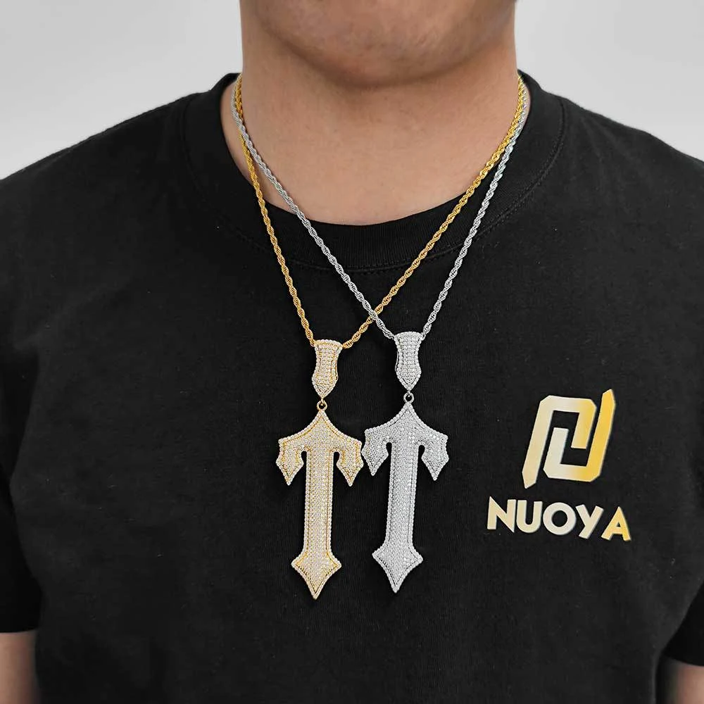 Title 3, Hip Hop zwaard kruis hanger ketting met micro i...