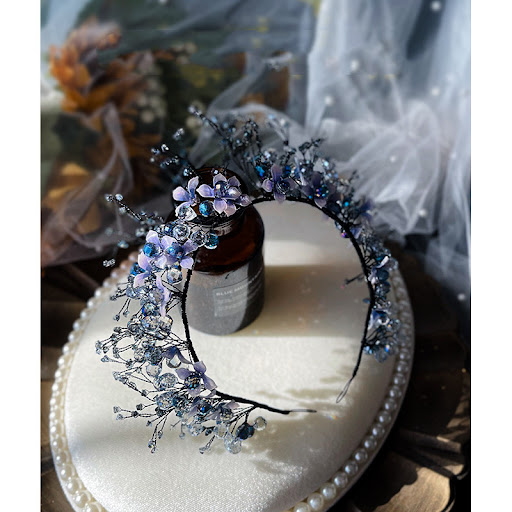 Title 4, Blue Crystal Flower Hair Hoop Earrings Set